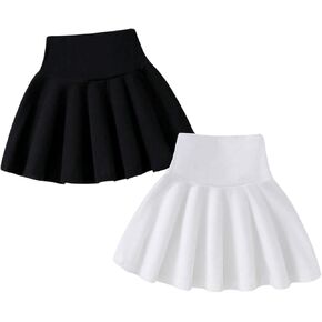 Floerns Toddler Girl's 2 Pcs High Waisted A Line Skirt Flare Ruffle Hem Skater Skirt