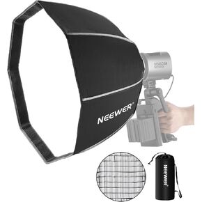 NEEWER Octagonal Softbox 50 cm with NEEWER Bracket, Octabox Softbox Folding & Quick Installation with Honeycomb Light Diffuser/Grid for MS60 MS60B MS60C MS150B,NS4P LED Studio Lamp