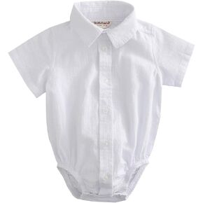 MOMOLAND Infant Baby Boys Woven Button Up Bodysuit Shirt