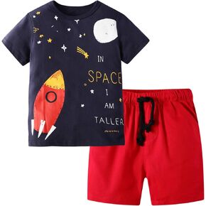 Toddler Boy Clothes Kids Summer Cotton Outfits Shirt Short Sets Size 2-7