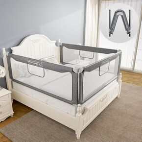 FAMILL Bed Rail for Toddlers, 2 Minutes Quick Assembly Foldable Rail for Queen, Full Size, Twin Size, Bed Rail with U-Shape Base, Bed Rails for King Size Bed (Grey, 78.7", 1 Side)