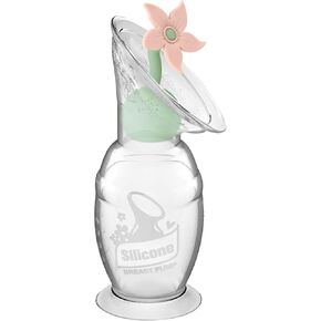 Haakaa Manual Breast Pump Silicone Breast Pump Milk Saver Milk Pump with Suction Base and Flower Stopper 100% Food Grade Silicone BPA Free (5oz/150ml) (White)