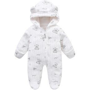 Fairy Baby Newborn Baby Bear Suit Thin Fleece Footie Romper Snowsuit Hooded Jumpsuit Bodysuit Winter Clothes Boy Girl 0-12M in Saudi Arabia