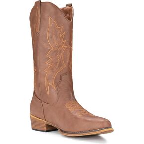 IUV Cowboy Boots For Women Western Boots Cowgirl Boots Pull On Pointy Toe Mid Calf Boots
