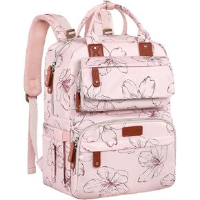 Diaper Bag Backpack, Baby Girl Diaper Bag for Mom, Large Pink Diaper Bag Backpack for Girls, Floral Printed Mom Backpack for Work Travel and Holiday with Insulated Pockets and Stroller Straps