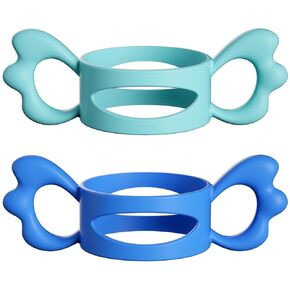 Baby Bottle Handles, Easy Grip Bottle,Silicone Wide-Neck Bottle Handle, Outer Diameter Over 6cm for Bottle Blue Light Blue(2 Pack)