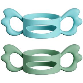 Baby Bottle Handles, Easy Grip Bottle,Silicone Wide-Neck Bottle Handle, Outer Diameter Over 6cm for Bottle Light Blue Green(2 Pack)
