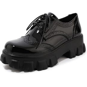 KOKOMOMO Womens Platform Oxford Shoes Chunky Platform Loafers Goth Buckle Shoes