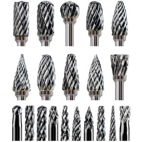 20 Pcs 1/8" Shank Carbide Burr Bits Compatible with Dremel Bits Metal Grinding Bits Wood Stone Carving Cutting Engraving Grinder Kit Attachment Rotary Tool Accessories Set Harder Than Diamond