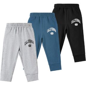 U·nikaka 3-Pack Baby Boy Pants Toddler Boy Sweatpants Athletic Toddler Boy Joggers Casual Cotton Flexy Pants and Leggings