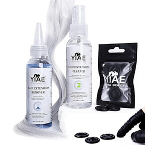 Tape in Extension Remover & Adhesive Residue Cleaner Pro Kit, YIAE Extra Strong Lemon Oil Wig Tape and Adhesive Remover, Wig Glue Remover Tape in Remover Gentle on Skin (100+100 ml)
