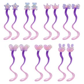 14 PCS Gradient Curly Hair Clip, Hair Clips for Girls, 13in Rainbow Hair Extensions for Kids, Curly Clip in Hair Extensions for Toddler Kids Girls Ponytails Accessories (Red)