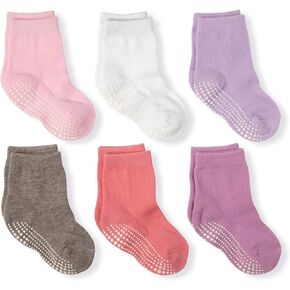 LA ACTIVE Non Slip Grip Ankle Boys and Girls Athletic Crew Socks for Babies Toddlers and Kids