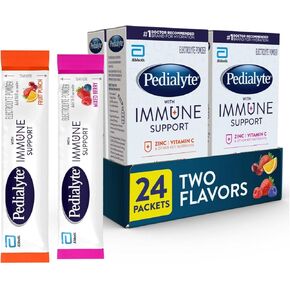 Pedialyte with Immune Support, 36 count, Electrolytes with Vitamin C and Zinc, Advanced Hydration with PreActiv Prebiotics, Fruit Punch, Electrolyte Drink Powder Packets