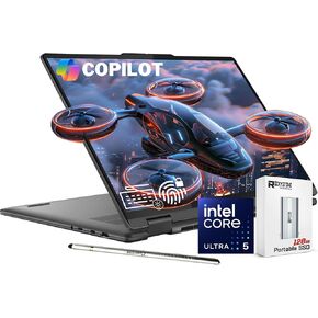 Lenovo 2024 Yoga 7i 2-in-1 AI Laptop, 16" WUXGA Touch, Intel 12-Core Ultra 7 155U (Beat i7-1355U), 16GB LPDDR5X RAM, 1TB SSD, Backlit, FP, FHD IR Webcam, AI Copilot, Win11 Home, W/Portable SSD&Stylus