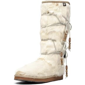 AU&MU Aumu Womens Comfort Suede Fur Shearling Stylish Knee High Winter Snow Boots Women Sheepskin