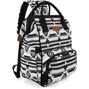 Wrangler Aztec Backpack Organized Daypack Travel Baby Bag with Stroller Strap and Side Bottle Pockets