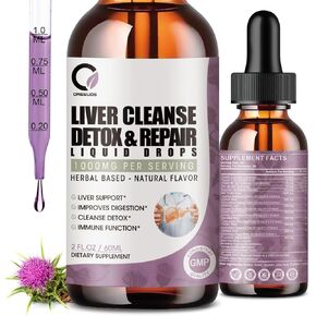 2 Pack Liver Cleanse Detox & Repair Liquid Drops with Milk Thistle, Artichoke Extract, Liver Supplement for Liver Cleanse & Detox, Antioxidant, Digestive Support,Vegan - 4 Fl Oz