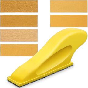 Micro Sander Kit 3.5"x1" Mini Sander for Small Projects Micro Detail Handle Sanding Tools 120 Sheet Sandpaper for Wood DIY Handicrafts Polishing Sanding (P80/P120/P180/P240/P400/P600)