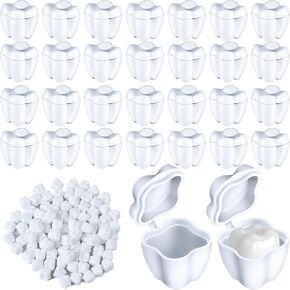 White Tooth Savers Plastic School Tooth Holders for Boys and Girls Tooth Fairy Box Tooth Holders for Kids Keepsake Goodie Bag Fillers Party Favor Dentist Office, 0.6 x 0.75 x 0.6 Inch (100 Pcs)