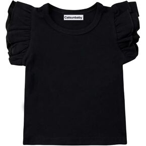 Infant Toddler Baby Girl Top Basic Plain Ruffle T-Shirt Blouse Casual Clothes