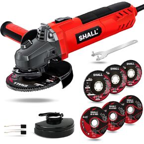 SHALL Angle Grinder Tool 7.5Amp 4-1/2 Inch, 6-Variable-Speed Grinders Power Tools, Electric Metal Grinder 12000 RPM w/ 2 Safety Guards, Cutting Wheels, Flap Discs, Non-Slip Handle for Metal/Wood