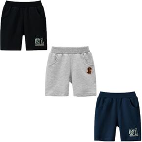 Boys' Knit Shorts Toddler Child Size 2-7 Years Cotton Shorts Summer Pull-on Pants Shorts 3-Pack Multi Value Pack