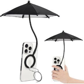 Magnetic Phone Umbrella Stand for Sun, Outdoor Sun Shade Shield for Phone with Flexible Angle & Ring Stand,Umbrella for iPhone 15 14 13 12 Pro Max Plus mini,Fits Magnetic Case & All Phones Anti-Glare