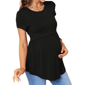 قمصان الحمل النسائية قصيرة الأكمام، ملابس الحمل، بلوزات الأمومة للنساء in Kuwait