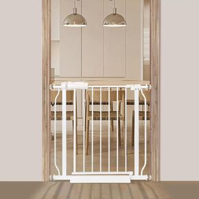 Extra Wide Baby Gate 57.5-62.2 Pressure Mounted,Child Dog Pet Safety Gates with Walk Through Door for Doorways Stairs No Drilling in Door,White