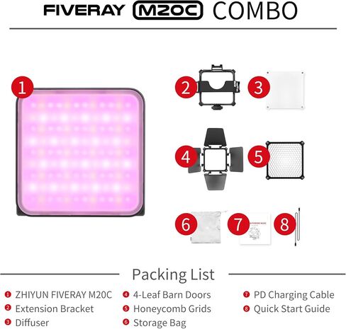 ZHIYUN FIVERAY M20C Combo [Official] 20W RGB Portable Camera Video Light in Kuwait