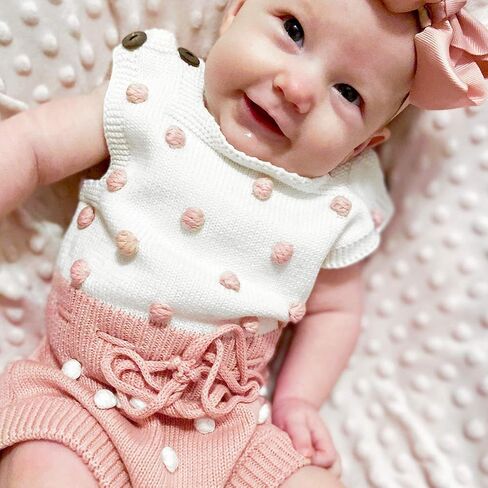 Simplee kids Baby Girl Romper, Sleeveless Pompoms Square Neck | Soft Breathable Cotton, Spring Summer Fall Adjustable Waist One Piece Cute Daily Clothes Outfit, Newborn Infant Girls in Saudi Arabia