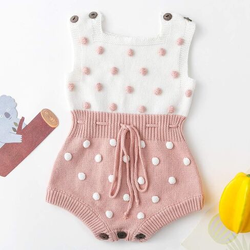 Simplee kids Baby Girl Romper, Sleeveless Pompoms Square Neck | Soft Breathable Cotton, Spring Summer Fall Adjustable Waist One Piece Cute Daily Clothes Outfit, Newborn Infant Girls in Saudi Arabia