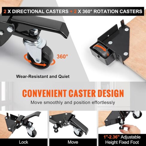 VEVOR Mobile Base, 400 lbs Weight Capacity, Adjustable from 12" x 12" to Infinity, Heavy Duty Universal Mobile Base Stand with Swivel Wheels, for Woodworking Equipment, Bandsaw, Power Tools, Machines in Saudi Arabia