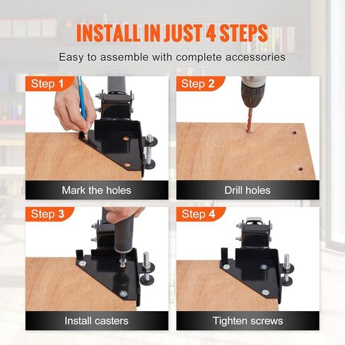 VEVOR Mobile Base, 400 lbs Weight Capacity, Adjustable from 12" x 12" to Infinity, Heavy Duty Universal Mobile Base Stand with Swivel Wheels, for Woodworking Equipment, Bandsaw, Power Tools, Machines in Saudi Arabia