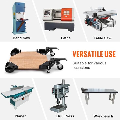 VEVOR Mobile Base, 400 lbs Weight Capacity, Adjustable from 12" x 12" to Infinity, Heavy Duty Universal Mobile Base Stand with Swivel Wheels, for Woodworking Equipment, Bandsaw, Power Tools, Machines in Saudi Arabia