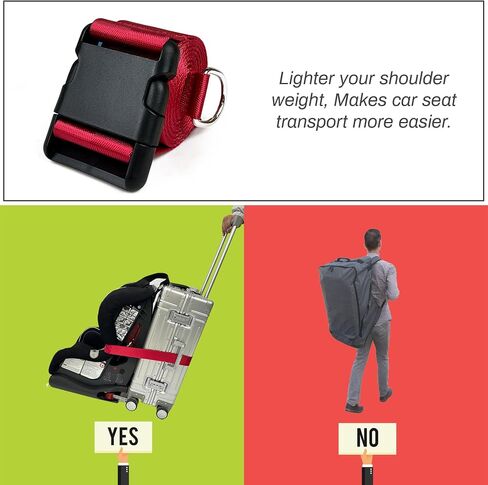 GUCHO Car Seat Belt Travel Strap，Carry-on Luggage into an Airport Car Seat Stroller & Carrier, an Useful Solution for Travel Transfer (Red) in Saudi Arabia