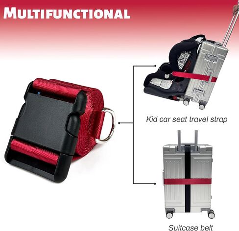 GUCHO Car Seat Belt Travel Strap，Carry-on Luggage into an Airport Car Seat Stroller & Carrier, an Useful Solution for Travel Transfer (Red) in Saudi Arabia