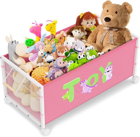 Toy Box Storage, 180L Extra Large Toy Chest with 360° Wheels, Oxford Cloth Metal Toy Box for Boys, Girls, Stuffed Animals, Clothes, Bedroom, Living Room (Pink) in Saudi Arabia