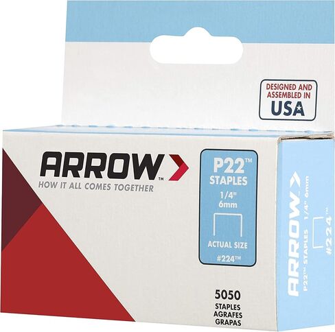 دبابيس Arrow 224 شديدة التحمل P22 للاستخدام مع كباسات الورق والحقائب من النوع ذو الزردية في المطاعم والمكاتب والفصول الدراسية، 5050 حزمة، طول الساق 1/4 بوصة، عرض التاج 7/16 بوصة in Kuwait