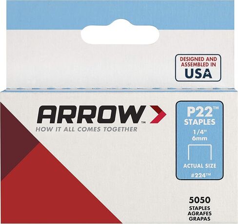 دبابيس Arrow 224 شديدة التحمل P22 للاستخدام مع كباسات الورق والحقائب من النوع ذو الزردية في المطاعم والمكاتب والفصول الدراسية، 5050 حزمة، طول الساق 1/4 بوصة، عرض التاج 7/16 بوصة in Kuwait