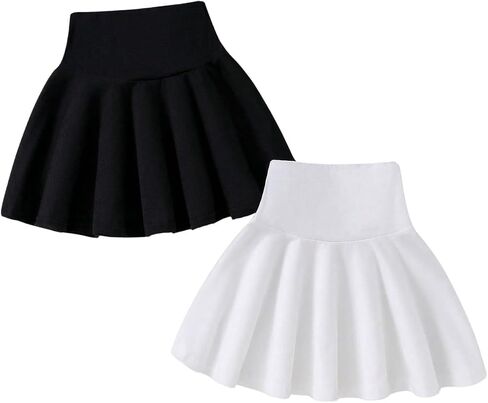 Floerns Toddler Girl's 2 Pcs High Waisted A Line Skirt Flare Ruffle Hem Skater Skirt in Saudi Arabia