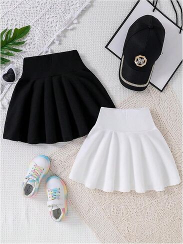 Floerns Toddler Girl's 2 Pcs High Waisted A Line Skirt Flare Ruffle Hem Skater Skirt in Saudi Arabia