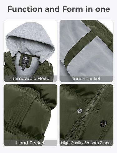 Wantdo Women's Quilted Puffer Vest Thicken Warm Winter Coat with Removable Hood in Kuwait