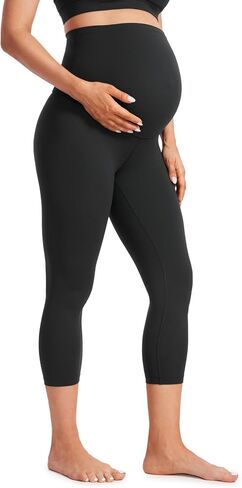 CRZ YOGA Womens Butterluxe Maternity Capris Leggings 21" - Crop Pants Over The Belly Workout Active Yoga Pregnancy Soft in Saudi Arabia