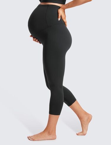 CRZ YOGA Womens Butterluxe Maternity Capris Leggings 21" - Crop Pants Over The Belly Workout Active Yoga Pregnancy Soft in Saudi Arabia
