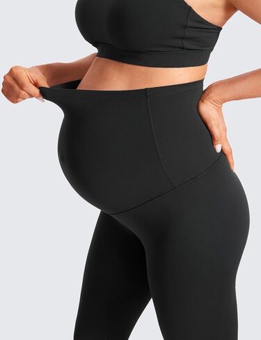 CRZ YOGA Womens Butterluxe Maternity Capris Leggings 21" - Crop Pants Over The Belly Workout Active Yoga Pregnancy Soft in Saudi Arabia