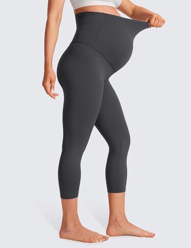 CRZ YOGA Womens Butterluxe Maternity Capris Leggings 21" - Crop Pants Over The Belly Workout Active Yoga Pregnancy Soft in Saudi Arabia