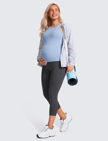 CRZ YOGA Womens Butterluxe Maternity Capris Leggings 21" - Crop Pants Over The Belly Workout Active Yoga Pregnancy Soft in Saudi Arabia