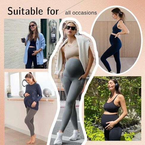 FULLSOFT 3 Pack Women’s Maternity Leggings Over The Belly-High Waisted Workout Pregnancy Yoga Pants Pockets in Saudi Arabia